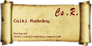 Csiki Radvány névjegykártya